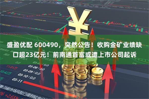 盛盈优配 600490，突然公告！收购金矿业绩缺口超23亿元！前南通首富或遭上市公司起诉
