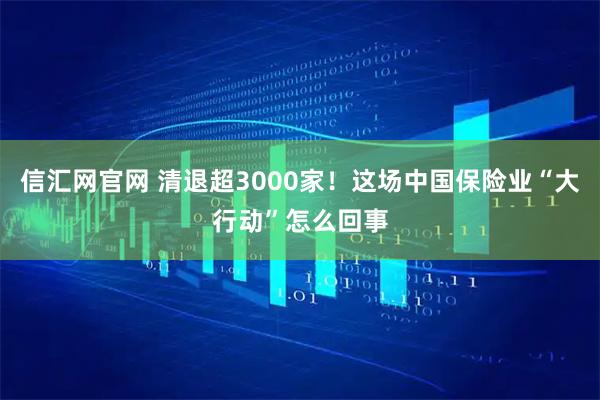 信汇网官网 清退超3000家!这场中国保险业“大行动”怎么回事
